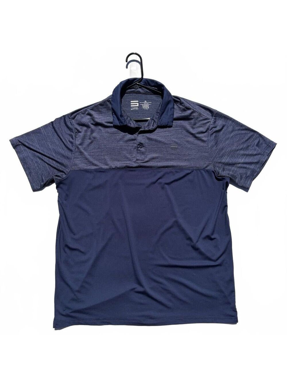 Three Sixty Six Men’s XL Navy Blue Golf Polo Shirt Stretch Performance